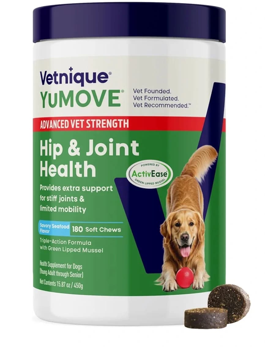 مکمل مفاصل سگ YuMOVE Hip & Joint | تقویتکننده تخصصی مفاصل با گلوکزامین و صدف سبز (۱۸۰ عددی – Advanced Vet Strength)
