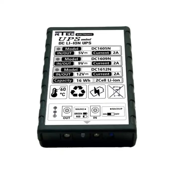 مینی یو پی اس 12 ولت 2 آمپر با باتری داخلی مدل UPS DC1612N