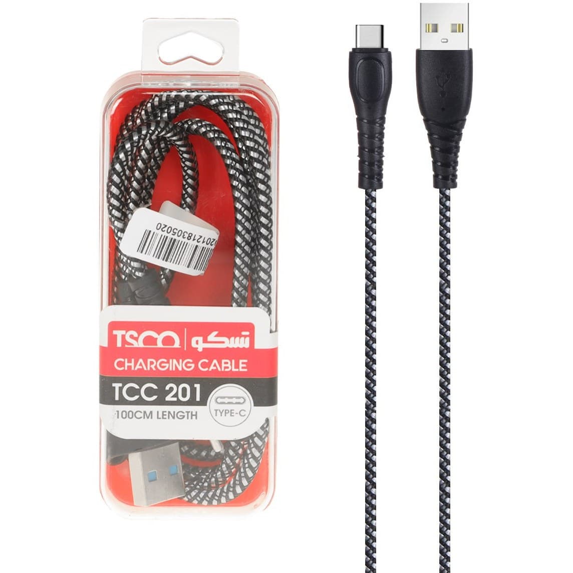 کابل شارژ فست TSCO Type-C مدل TCC 201 طول 1 متر — تصویر ۳