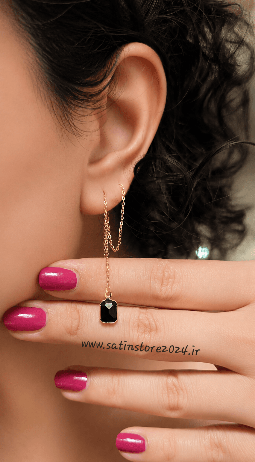 گوشواره بخیه ای مشکی کد 1534