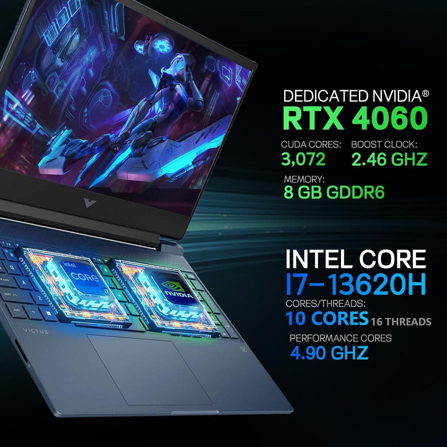 لپ تاپ اچ پی گیمینگ HP VICTUS 16 OPEN BOX ORGINAL BOX | i7 13620 H | 16GB DDR5 | 1TR SSD | 8GB NVIDIA GEFORCE RTX 4060 DDR6 | 16 2K 240 Hz — تصویر ۴