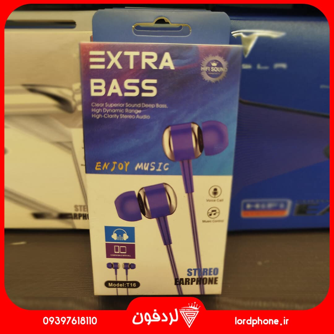 هندزفری سیمی استریو Extra Bass مدل T16