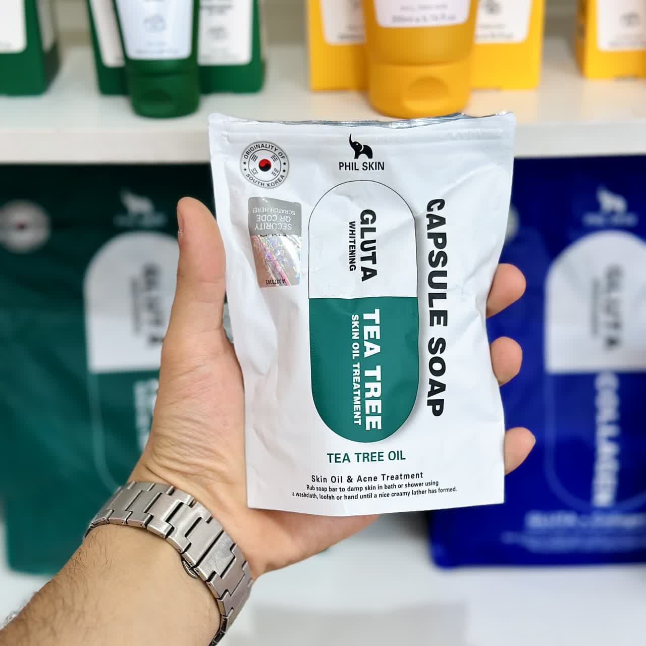 صابون کپسولی ضد جوش و کنترل چربی تی‌تری فیل اسکین سبز