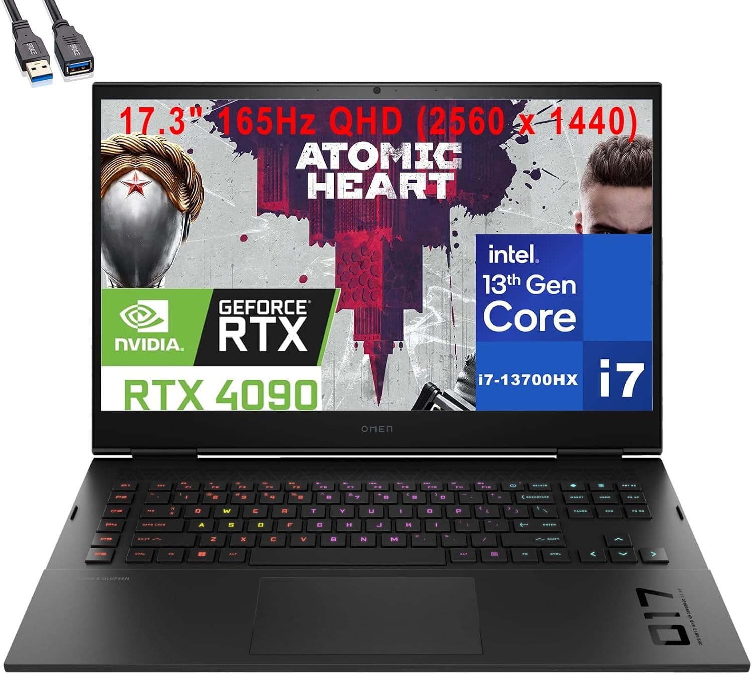 لپ تاپ گیمینگ اچ پی اومن گرافیک 16 گیگ HP OMEN 17 OPEN BOX | i7 13700 HX | 32 DDR5 | 1TR SSD | 16GB NVIDIA GEFORCE RTX 4090 DDR6 | 17 2K 240 Hz