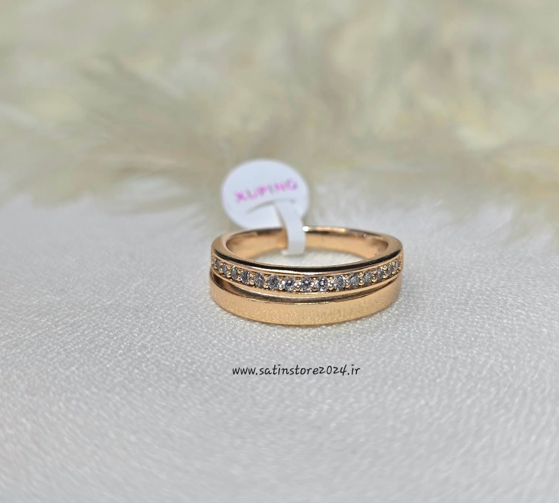 انگشتر دو لاین رینگ و نگین دار ژوپینگ کد 4056