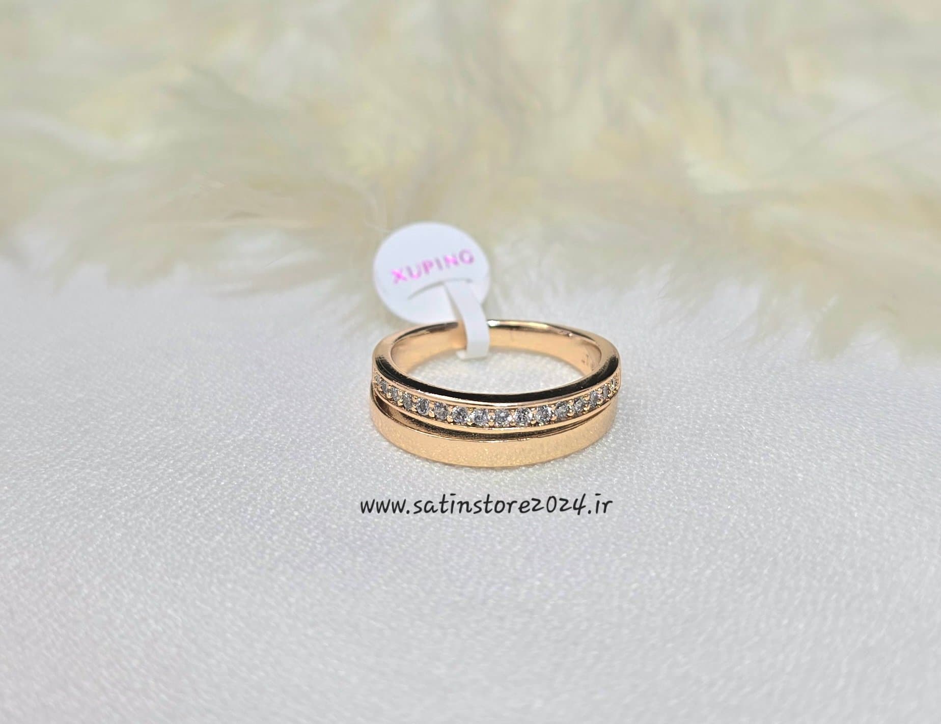 انگشتر دو لاین رینگ و نگین دار ژوپینگ کد 4056 — تصویر ۲