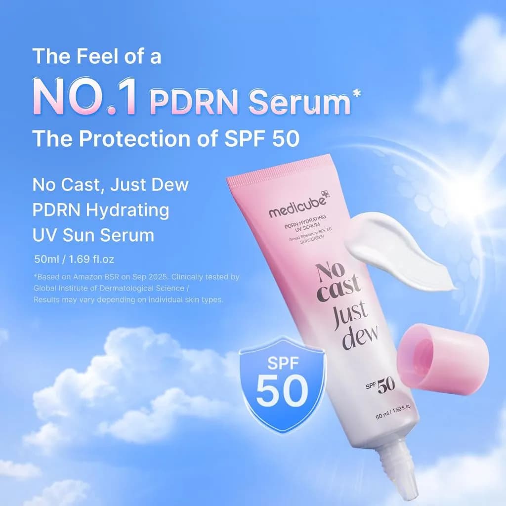 سرم ضد آفتاب سبک PDRN آبرسان SPF 50 مدی کیوب | Medicube PDRN Hydrating UV Sun Serum SPF 50+ No Cast Just Dew — تصویر ۲