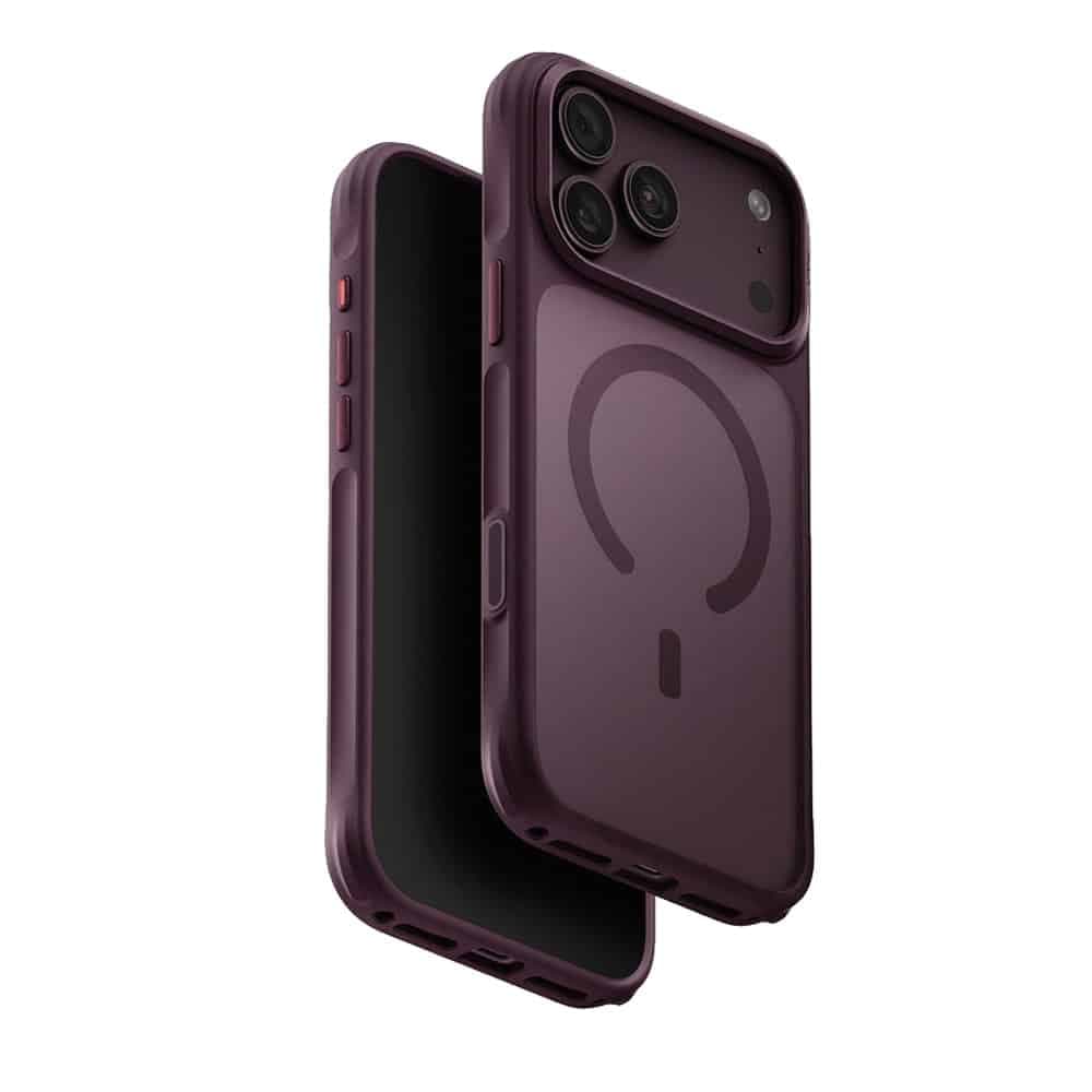 قاب آيفون ۱۸ پرو یونیک مدل Uniq Veren Frosted Shield Case رنگ زرشکی (Burgundy Frost)