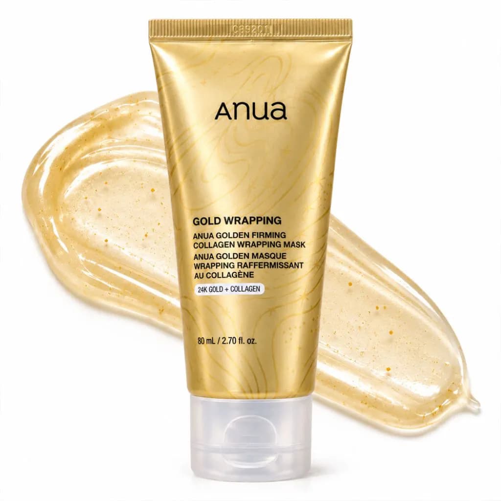 ماسک شب لیفت‌ کننده و درخشان‌ کننده طلای ۲۴ عیار و کلاژن آنوا | ANUA Golden Firming Collagen Wrapping Mask 24K Gold + Collagen