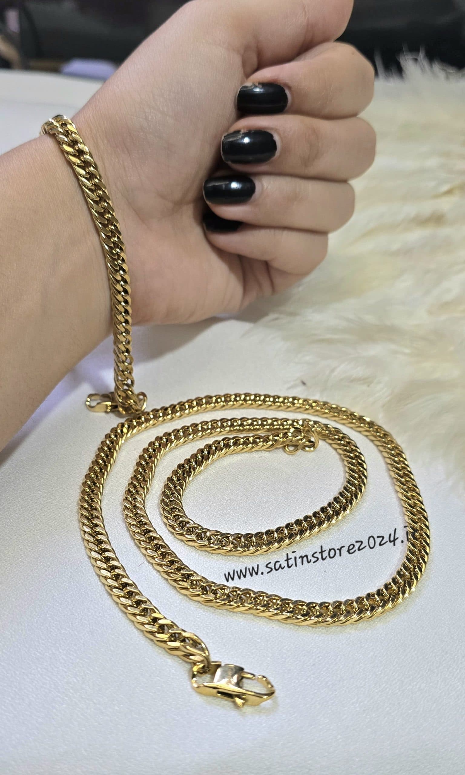 ست دستبند و گردنبند کارتیر استیل رنگ ثابت کد 5036 — تصویر ۳
