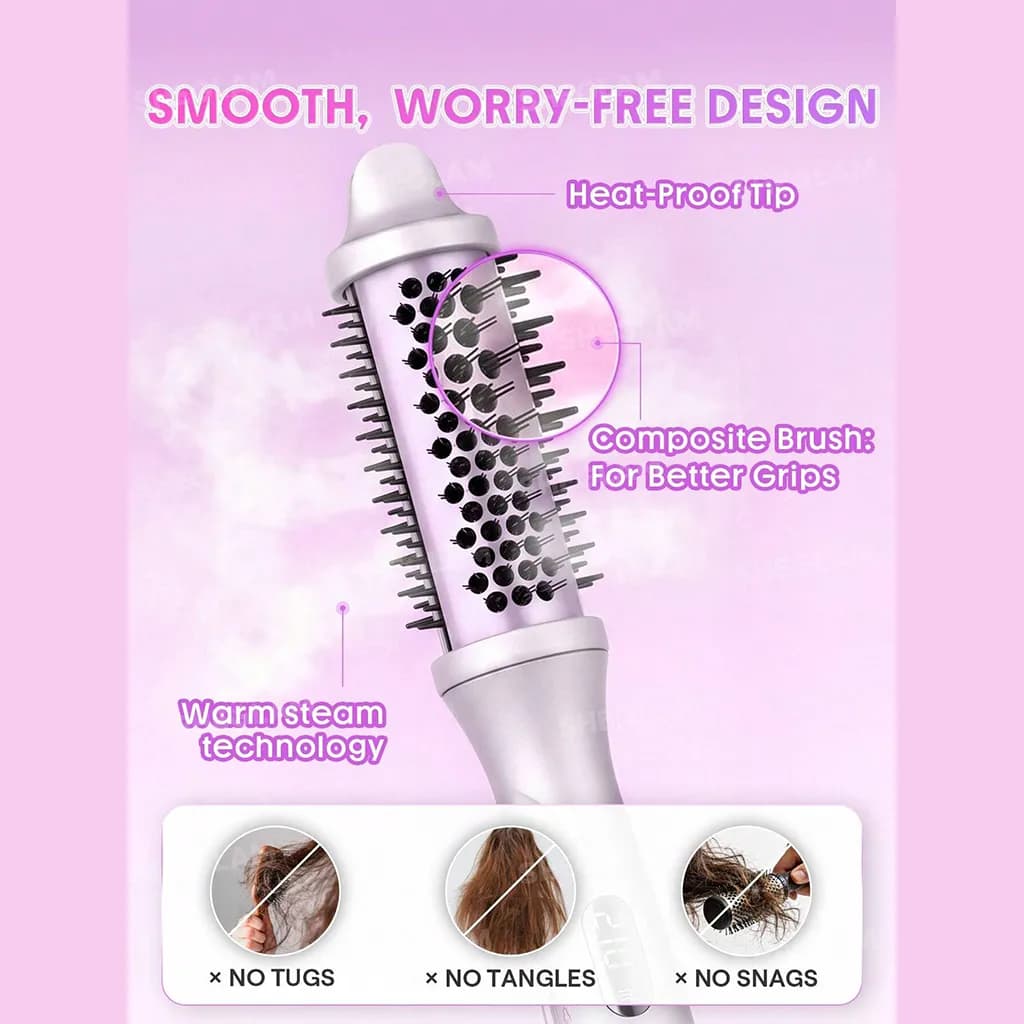 برس گرد بخاردار هیدراشات شیگلم سایز 38 میلی متر | SHEGLAM Hydra Shot Steam Blowout Brush Pro 1.5″/38mm EU Plug — تصویر ۴