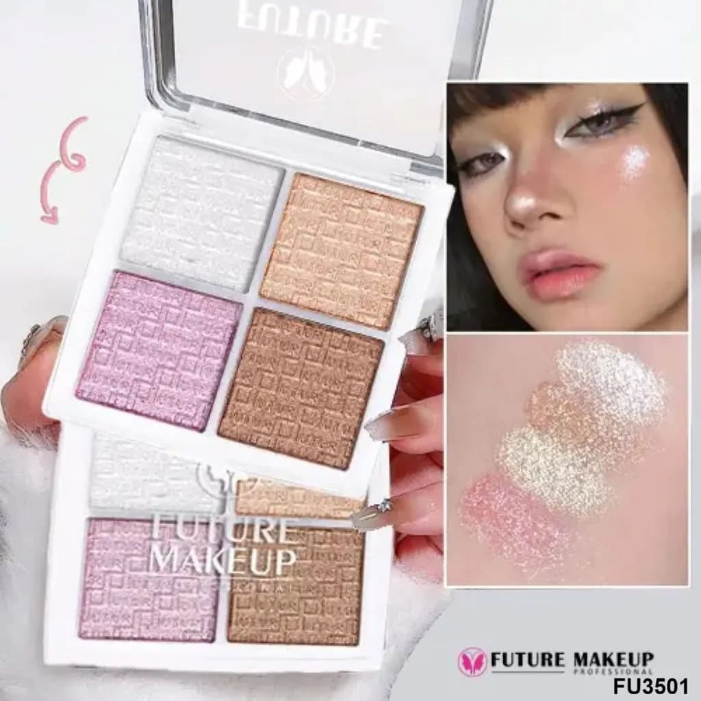 پالت هایلایتر ۴ رنگ FU3501 فیوچر میکاپ | Future Makeup 4 Color Highlighter Palette — تصویر ۴