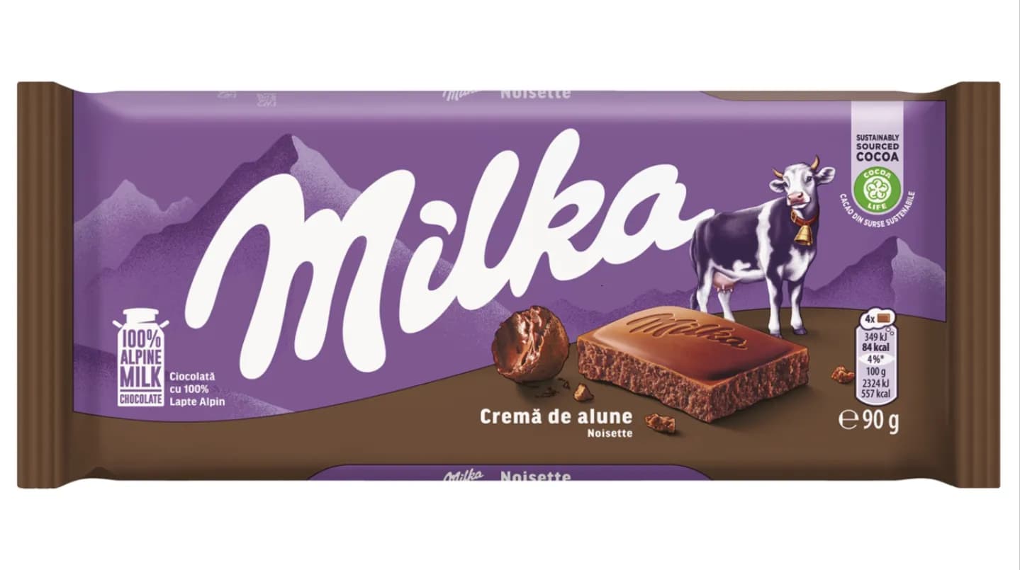 شکلات میلکا شیری با کرم فندقی Milka crema de alune