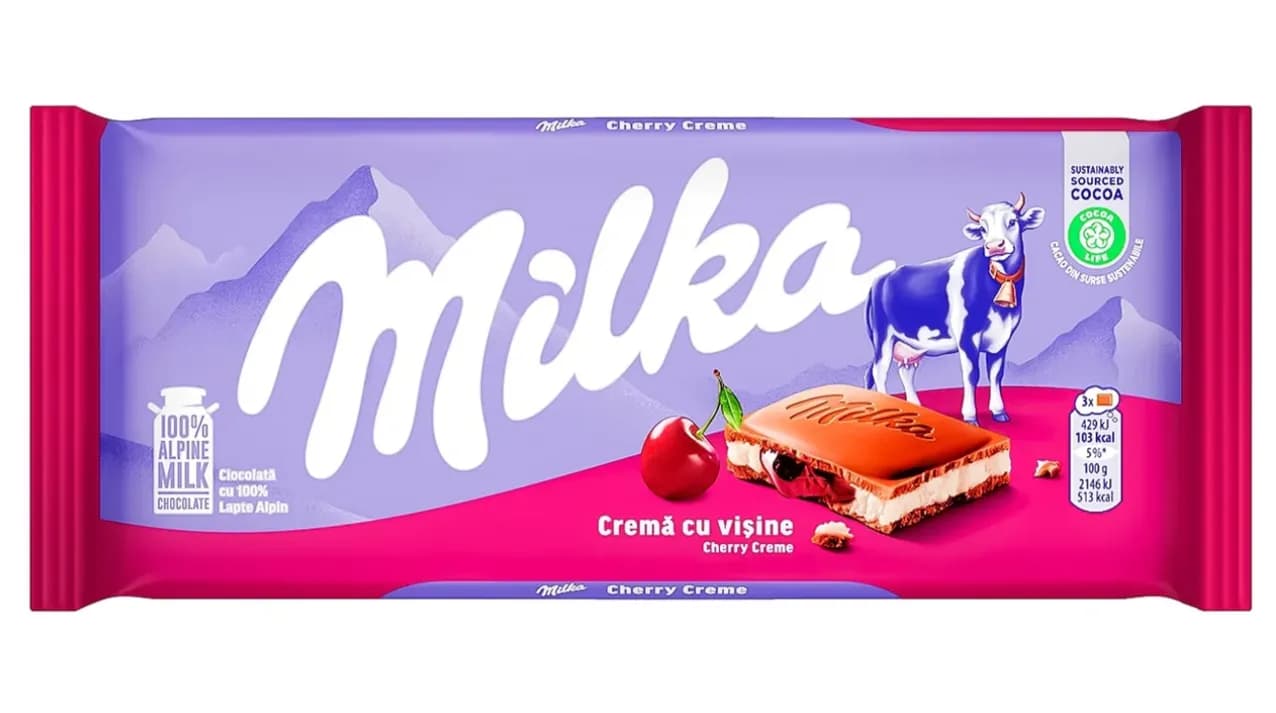 شکلات میلکا شیری با کرم گیلاس Milka Cherry Creme