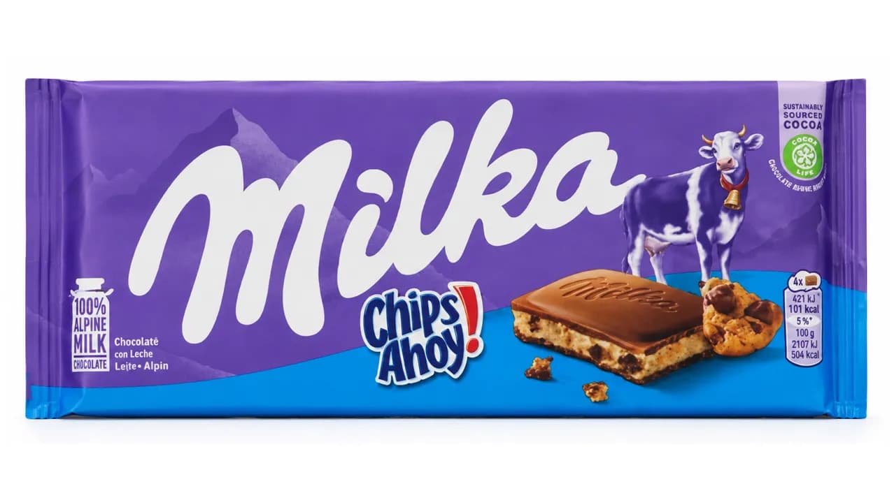 شکلات میلکا شیری چیپس با مغز کوکی Milka Chips Ahoy