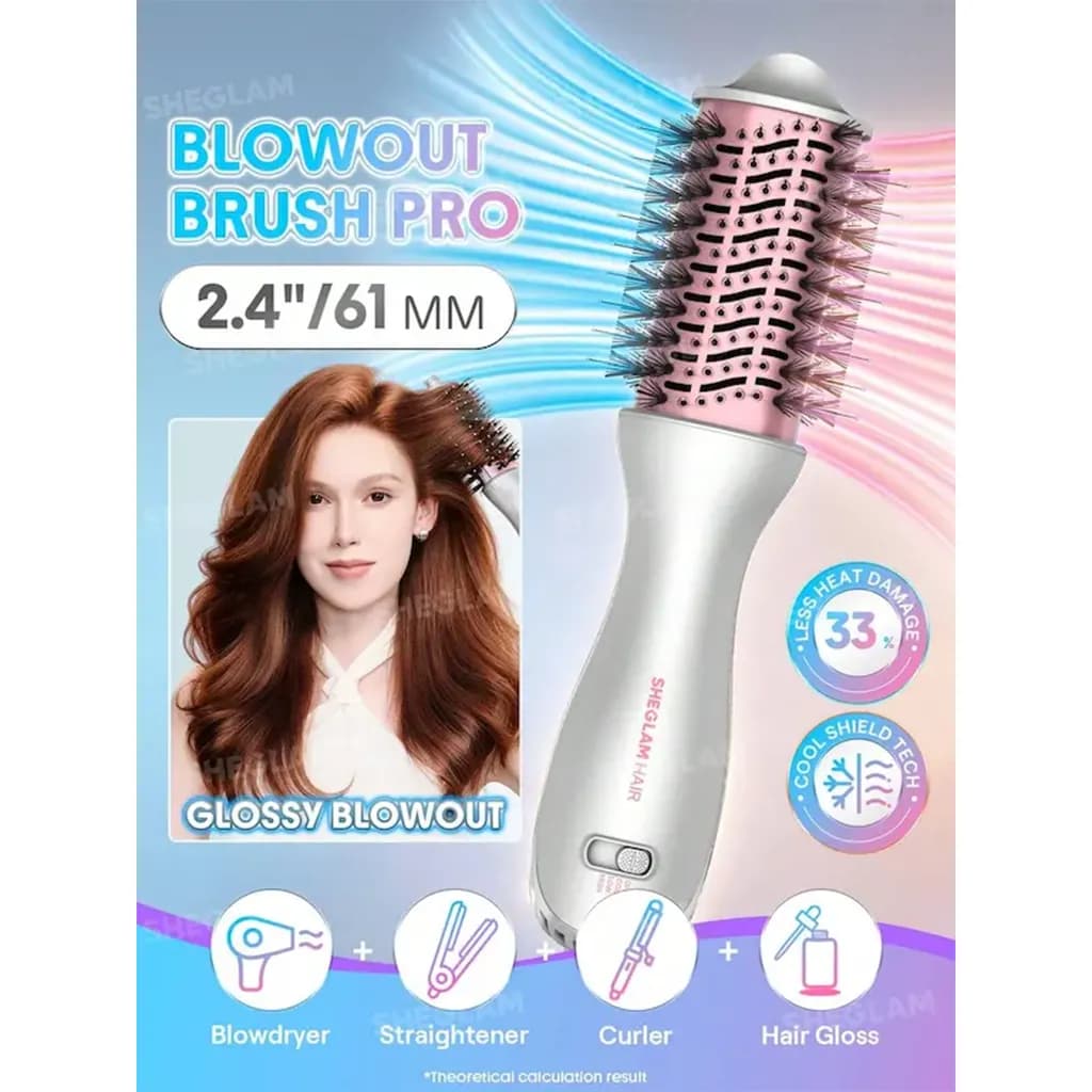 برس حرارتی شیگلم مدل Cool Shield Blowout Brush Pro سایز ۶۱ میلی‌متر | SHEGLAM Cool Shield Blowout Brush Pro 61mm — تصویر ۵