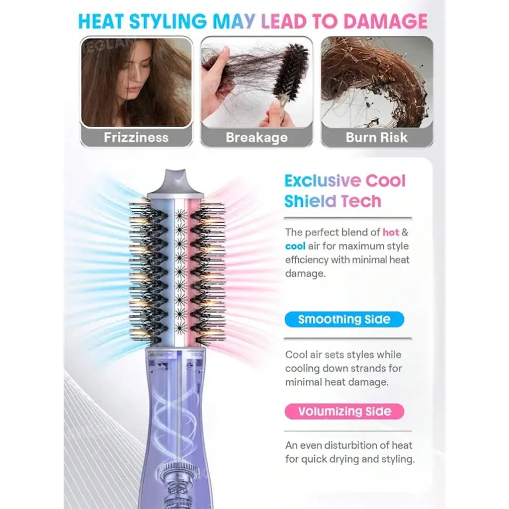 برس حرارتی شیگلم مدل Cool Shield Blowout Brush Pro سایز ۶۱ میلی‌متر | SHEGLAM Cool Shield Blowout Brush Pro 61mm — تصویر ۳
