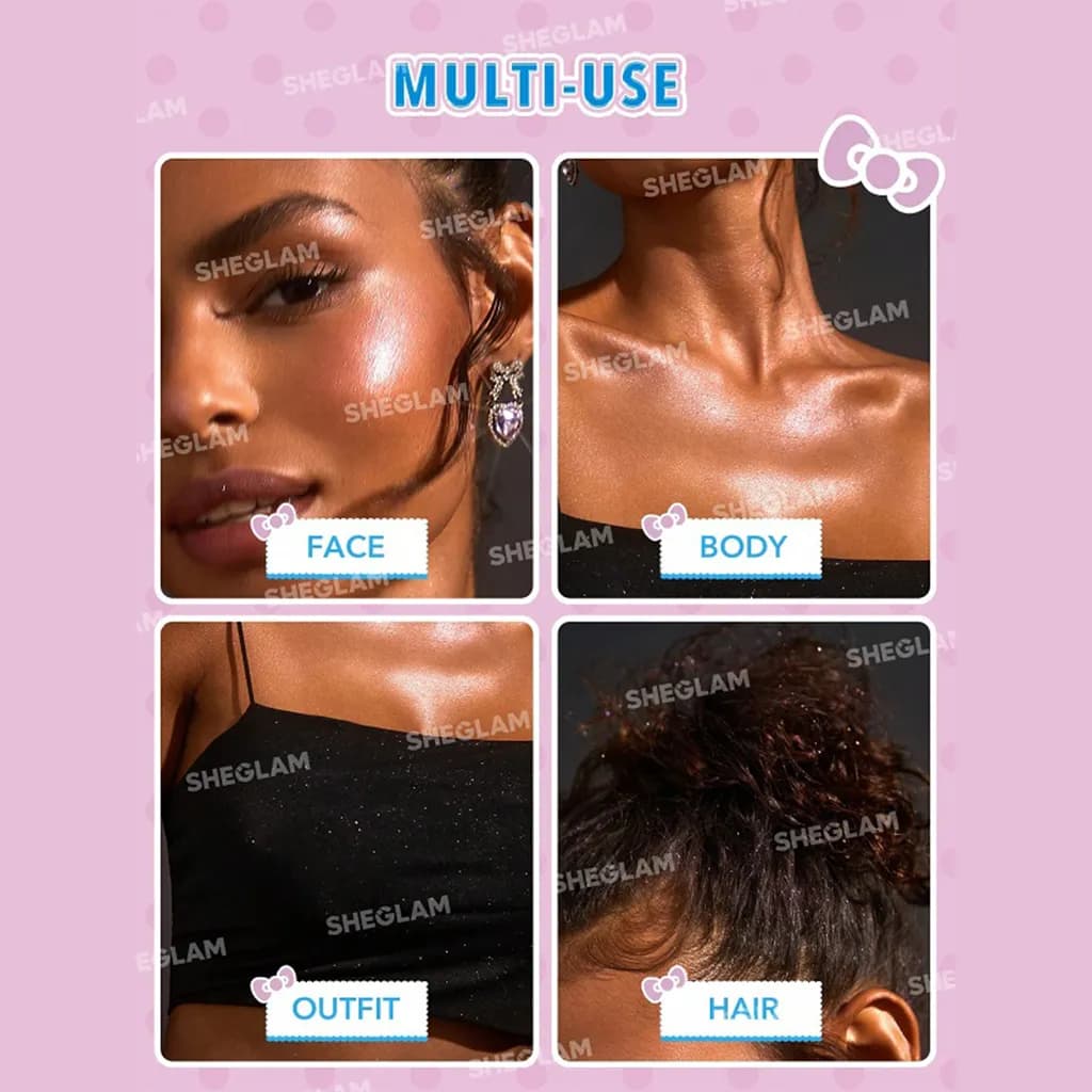 بادی میست و هایلایتر شیگلم مدل هلو کیتی | Hello Kitty SHEGLAM Highlighting Body Mist – Kitty Glow — تصویر ۲