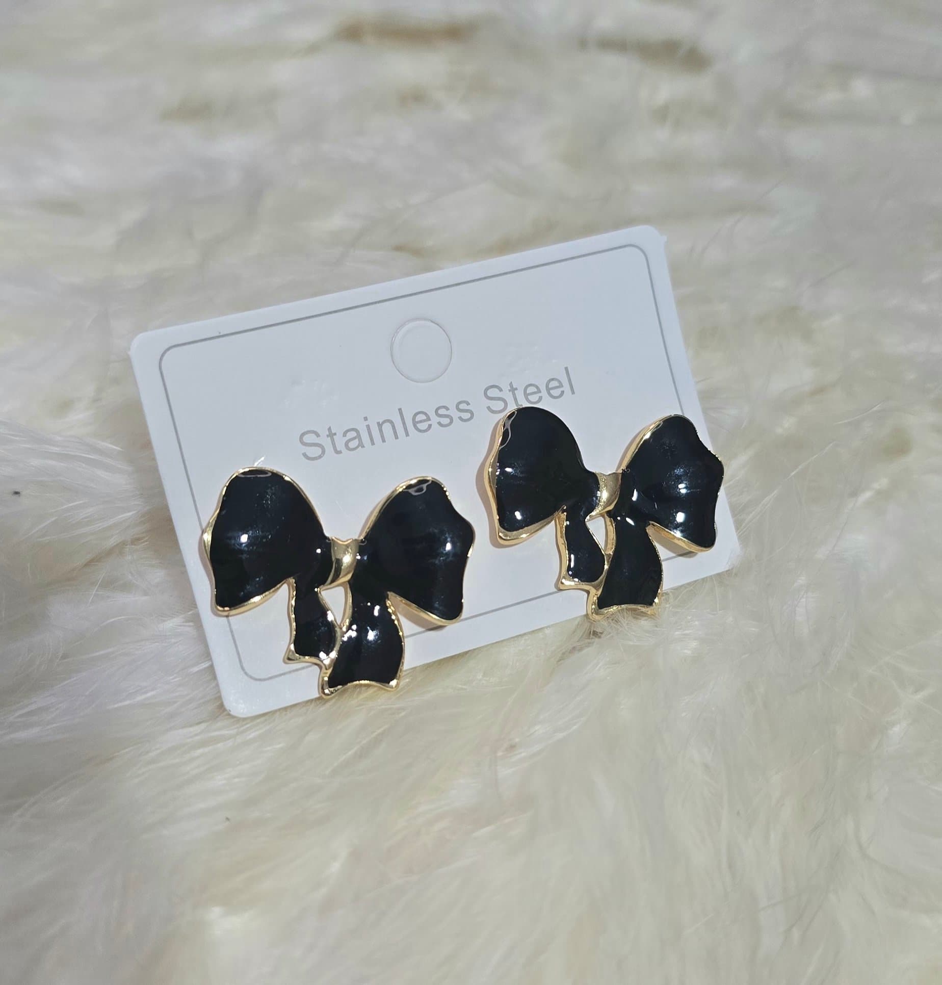 گوشواره پاپییونی استیل رنگ ثابت کد 2095 — تصویر ۲