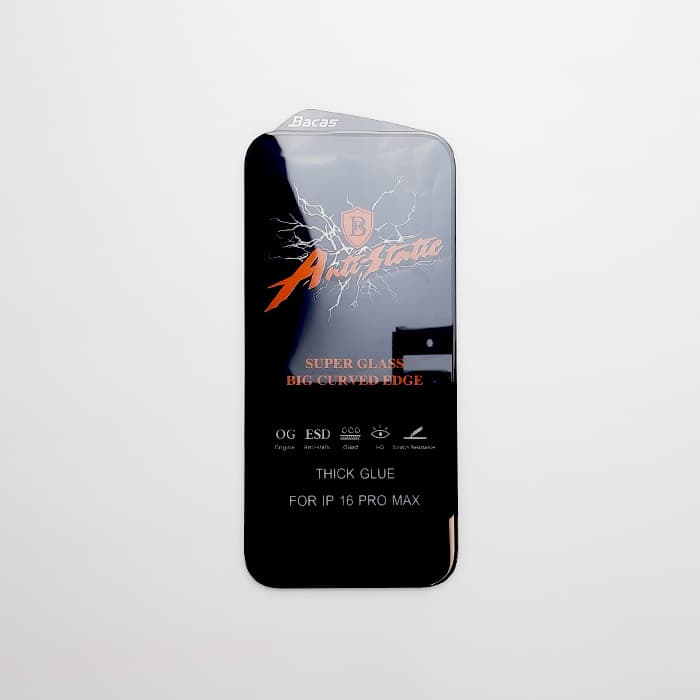 محافظ صفحه شیشه ای فول براق آیفون 16pro max Bacas