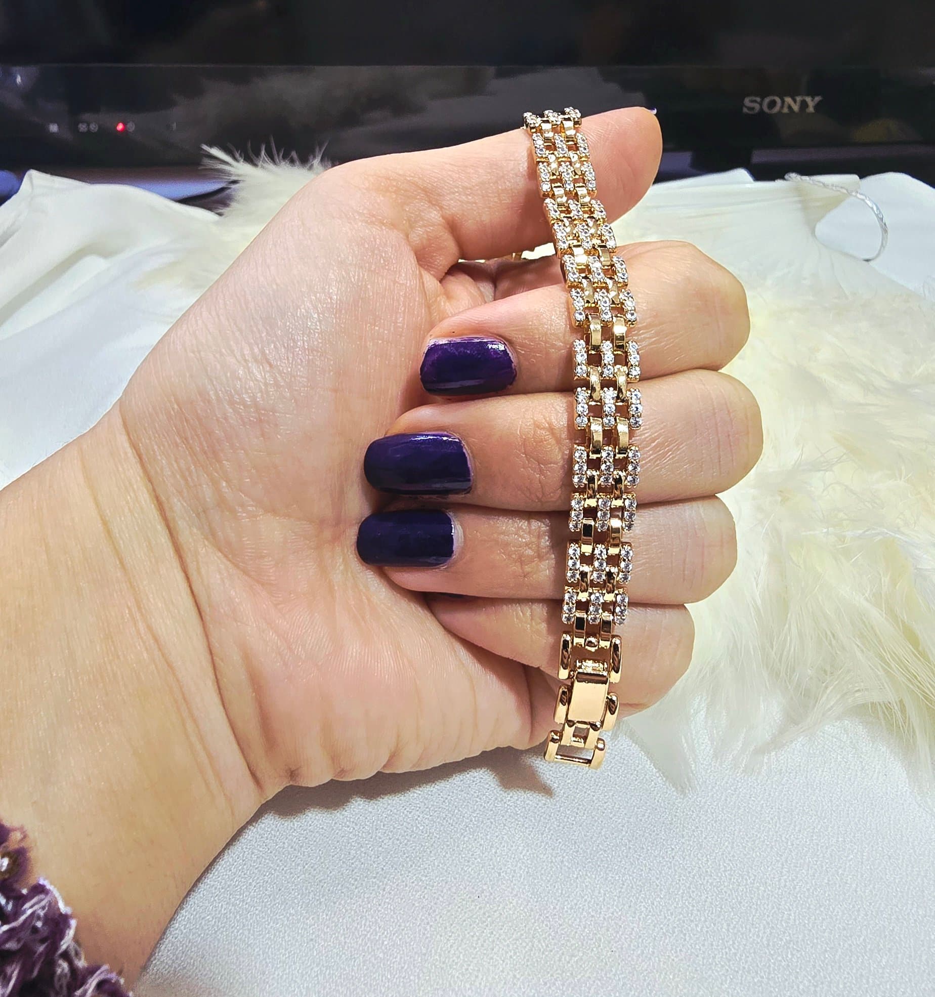 دستبند رولکس نگین دار ژوپینگ کد 3071 — تصویر ۲