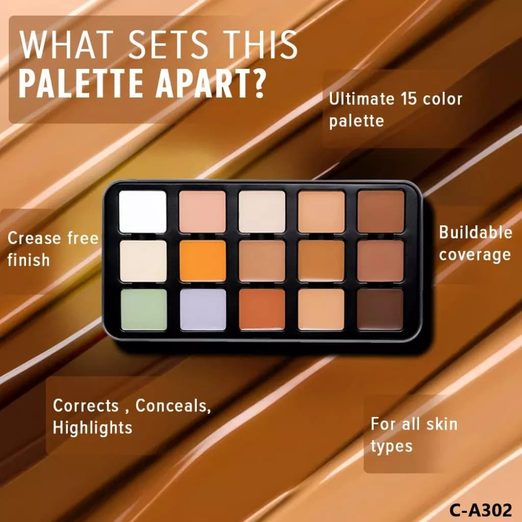 پالت کانتور و کانسیلر ۱۰ رنگ کارکتر مدل Face Palette کد C-A302 — تصویر ۲