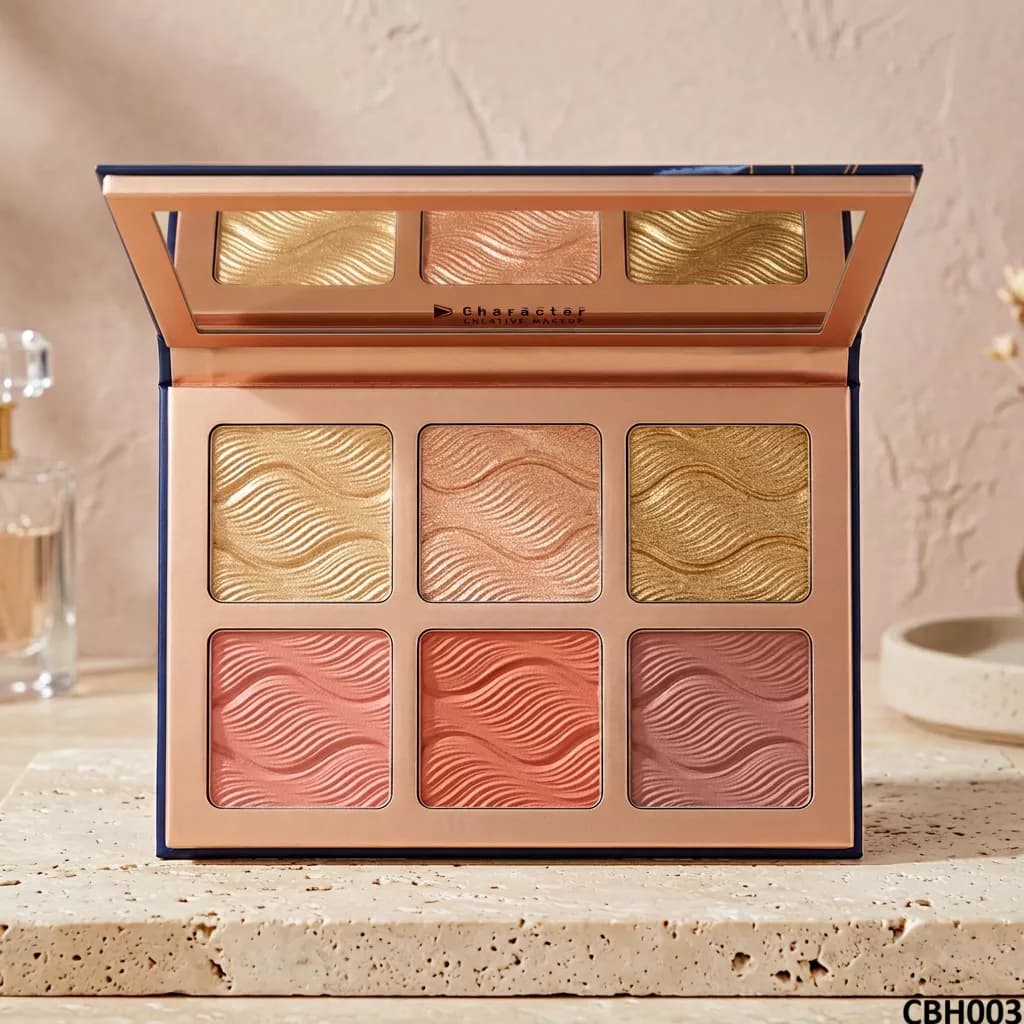 پالت رژگونه و هایلایتر کارکتر مدل Glow & Blush کد CBH003 — تصویر ۵