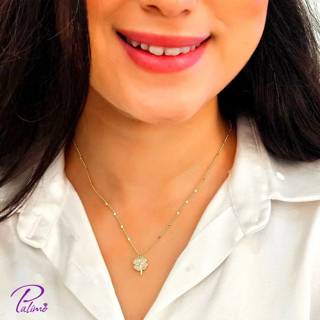 گردنبند نقره شبدر کد N2253 با روکش طلا 18 عیار — تصویر ۴