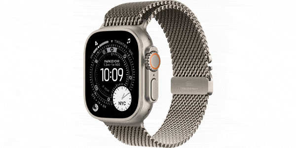 اپل واچ دست دوم اولترا 3 رنگ Natural Titanium با بند Milanese Loop – سایز 49 میلی‌متر
