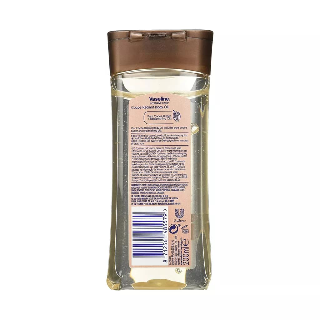روغن بدن وازلین مدل Cocoa Radiant Body Oil with Pure Cocoa Butter حجم 200 میلی ‌لیتر — تصویر ۴
