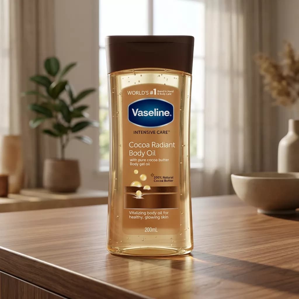 روغن بدن وازلین مدل Cocoa Radiant Body Oil with Pure Cocoa Butter حجم 200 میلی ‌لیتر — تصویر ۳