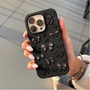 قاب گوشی آیفون 13Pro/14Pro/15Pro مدل پروانه توری مشکی