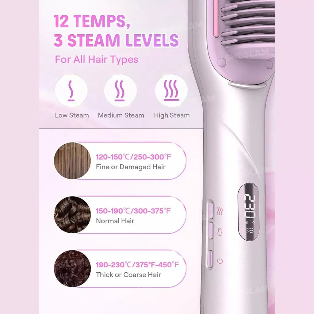 برس حرارتی بخاردار شیگلم | SHEGLAM Steam Hair Straightening Brush — تصویر ۵