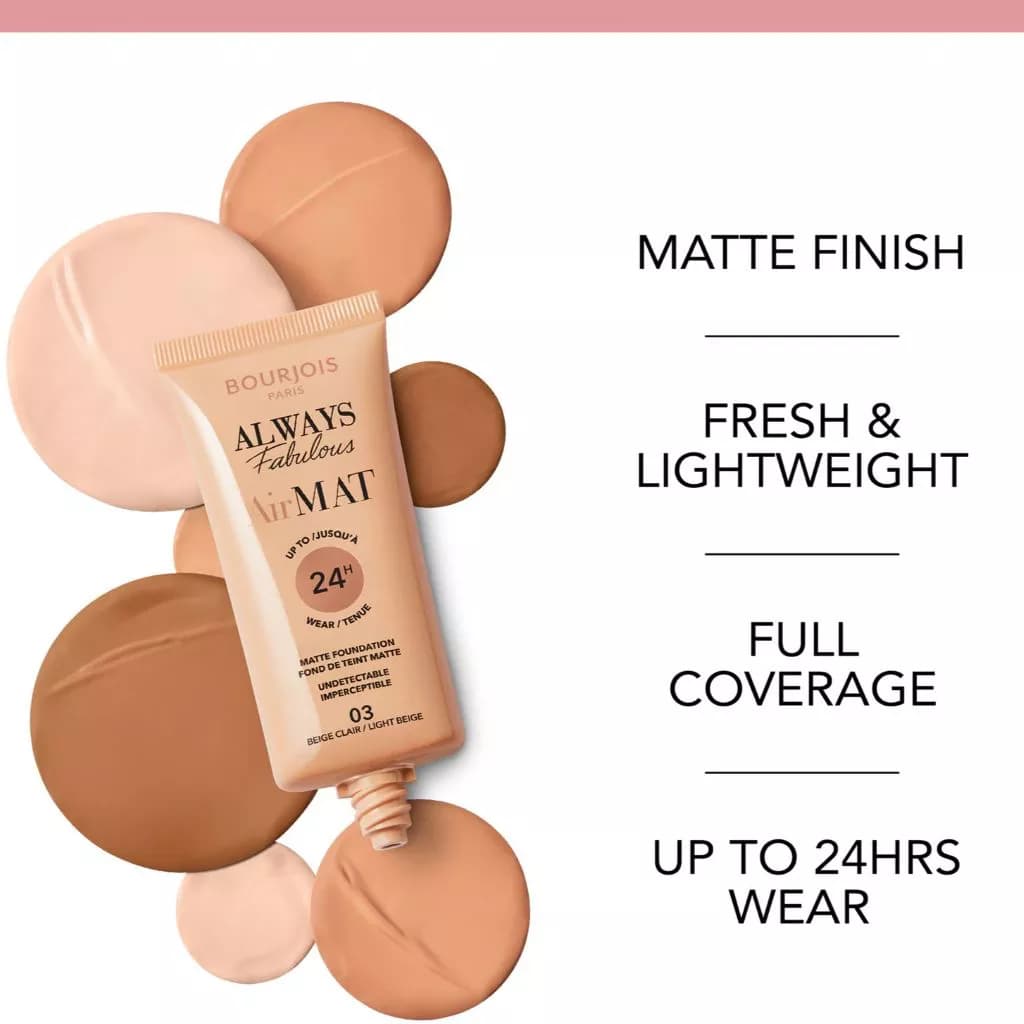 کرم پودر بورژوا آلویز فبیولس ایر مت | Bourjois Always Fabulous Air MAT Foundation 24H — تصویر ۳