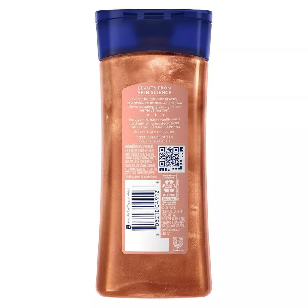 ژل روغنی براق‌کننده بدن وازلین مدل سان‌ لیت گلو | Vaseline Glazed & Glisten Sunlit Glow Gel Oil Vanilla Cocoa — تصویر ۳