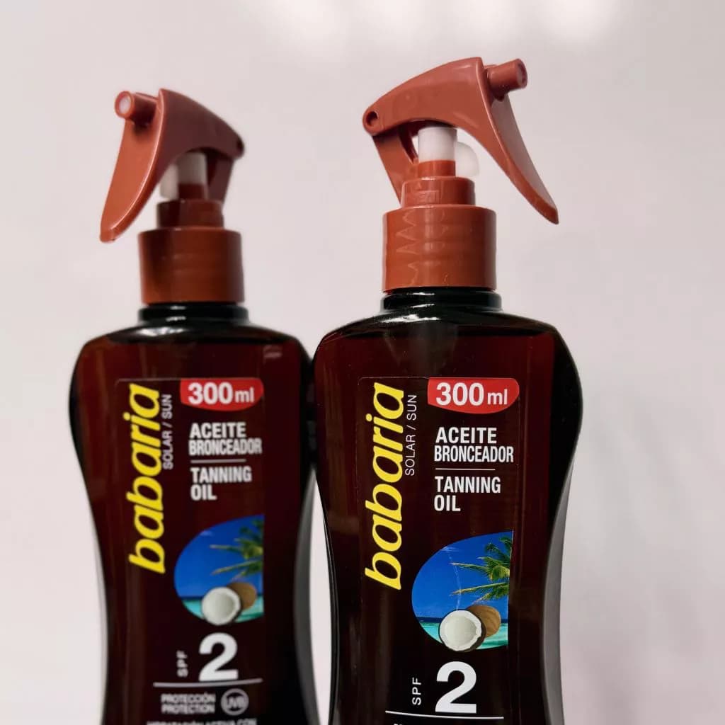 روغن برنزه کننده باباریا با عصاره نارگیل SPF2 حجم 300 میل | Babaria Coconut Tanning Oil SPF2 – 300ml — تصویر ۲