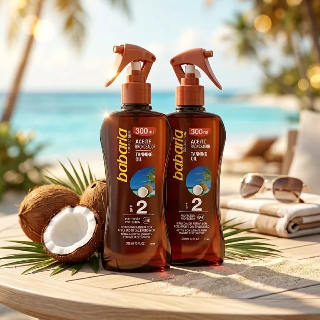 روغن برنزه کننده باباریا با عصاره نارگیل SPF2 حجم 300 میل | Babaria Coconut Tanning Oil SPF2 – 300ml — تصویر ۵