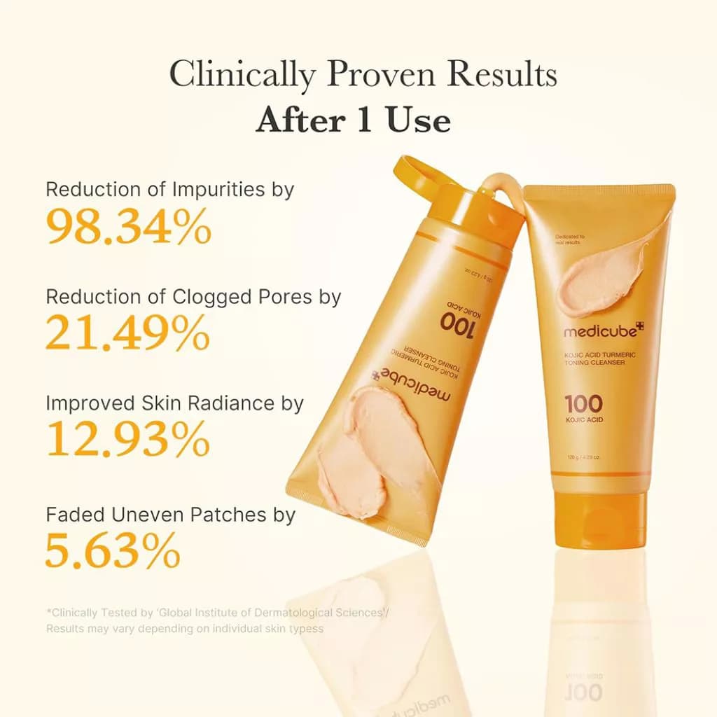 فوم شستشوی روشن‌کننده کوجیک اسید و زردچوبه مدی‌کیوب مدل Kojic Acid Turmeric Toning Cleanser حجم 120 گرم — تصویر ۵