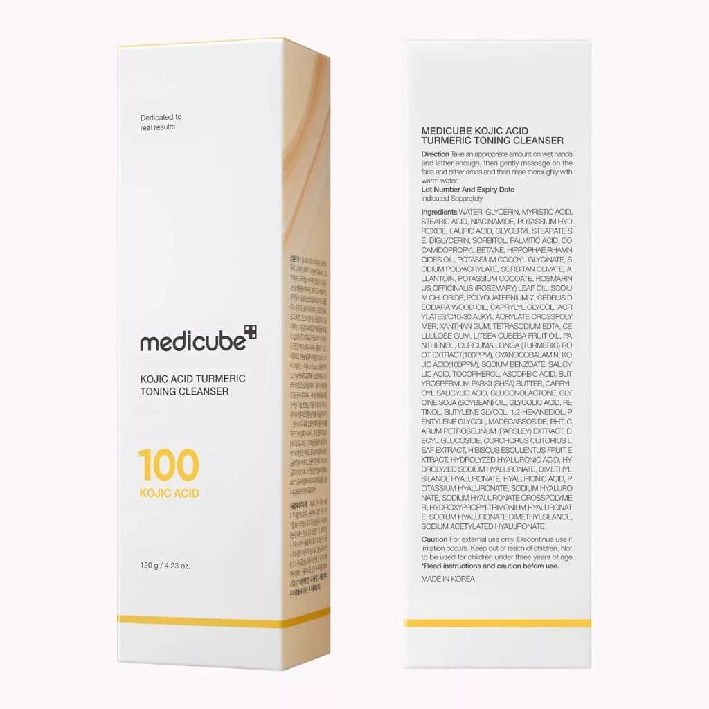 فوم شستشوی روشن‌کننده کوجیک اسید و زردچوبه مدی‌کیوب مدل Kojic Acid Turmeric Toning Cleanser حجم 120 گرم — تصویر ۲