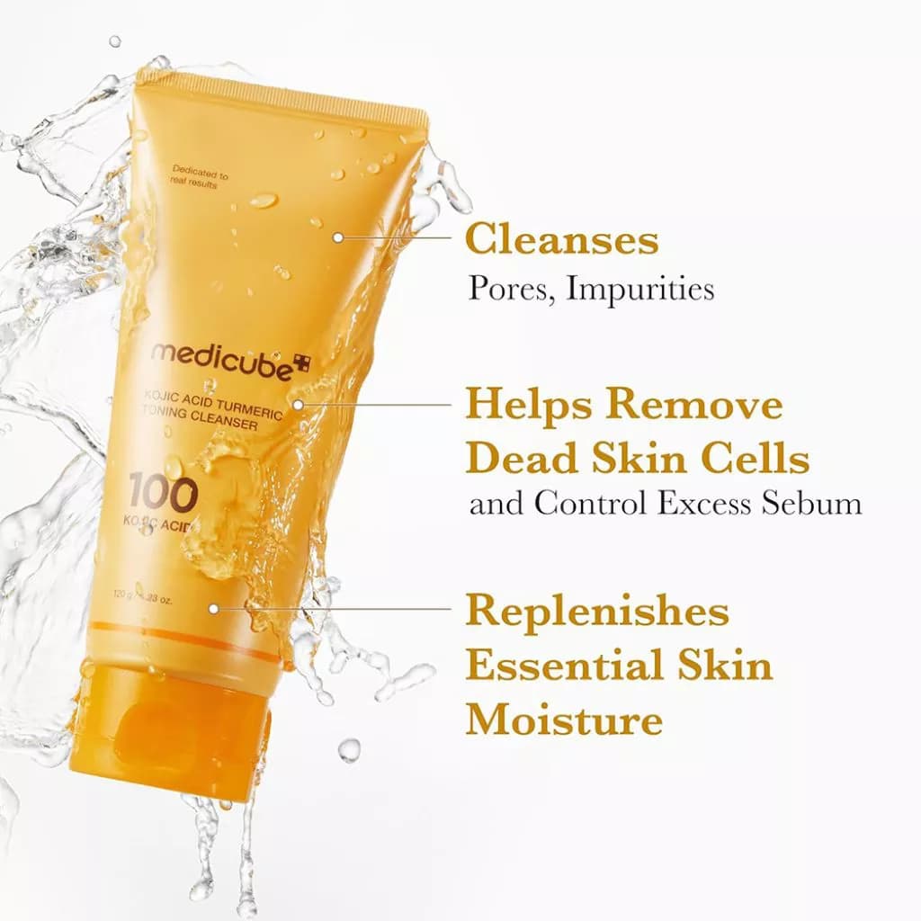 فوم شستشوی روشن‌کننده کوجیک اسید و زردچوبه مدی‌کیوب مدل Kojic Acid Turmeric Toning Cleanser حجم 120 گرم — تصویر ۶