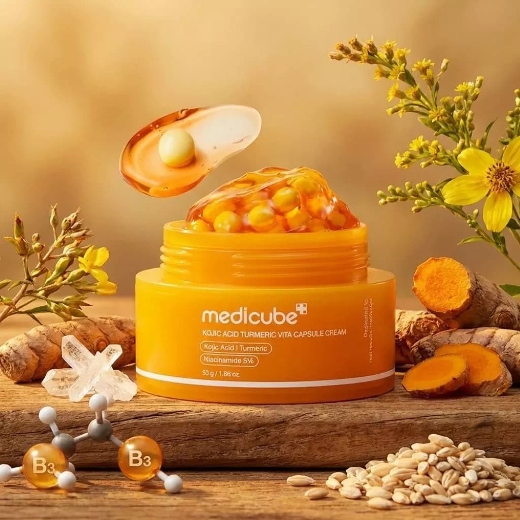 کرم کپسولی روشن‌کننده کوجیک اسید مدی‌کیوب مدل Kojic Acid Turmeric Vita Capsule Cream حجم 53 گرم — تصویر ۲