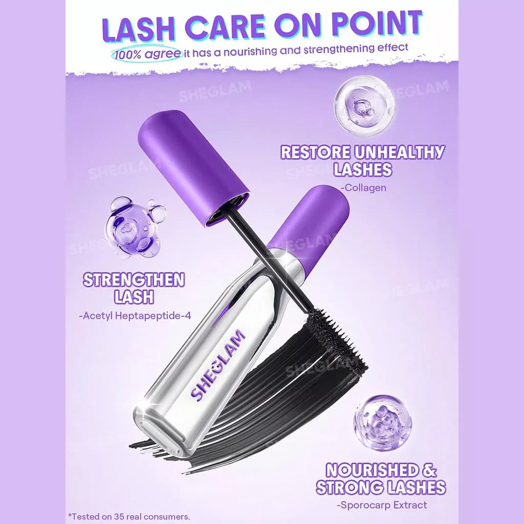 ریمل حجم‌دهنده و بلندکننده شیگلم مدل لش‌لایتر مگا بوست | SHEGLAM Lashlighter Mega Boost Mascara — تصویر ۴