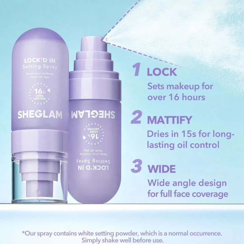 اسپری فیکس ۱۶ ساعته شیگلم مدل لاکد این | SHEGLAM Lock’d In Setting Spray – 16H Long Lasting — تصویر ۲