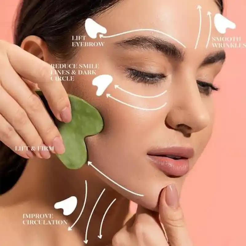 ماساژ صورت گواشا سنگ طبیعی یشم سبز — تصویر ۳