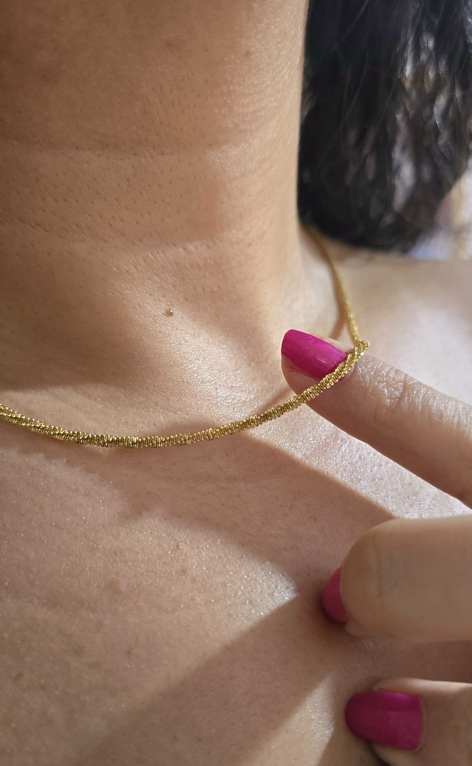 گردنبند طلایی خاویاری استیل کد 1135 — تصویر ۳
