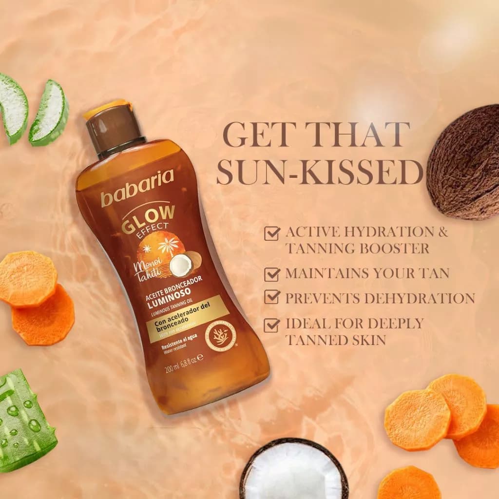 روغن برنزه کننده درخشان باباریا Glow Effect Luminous Tanning Oil — تصویر ۵