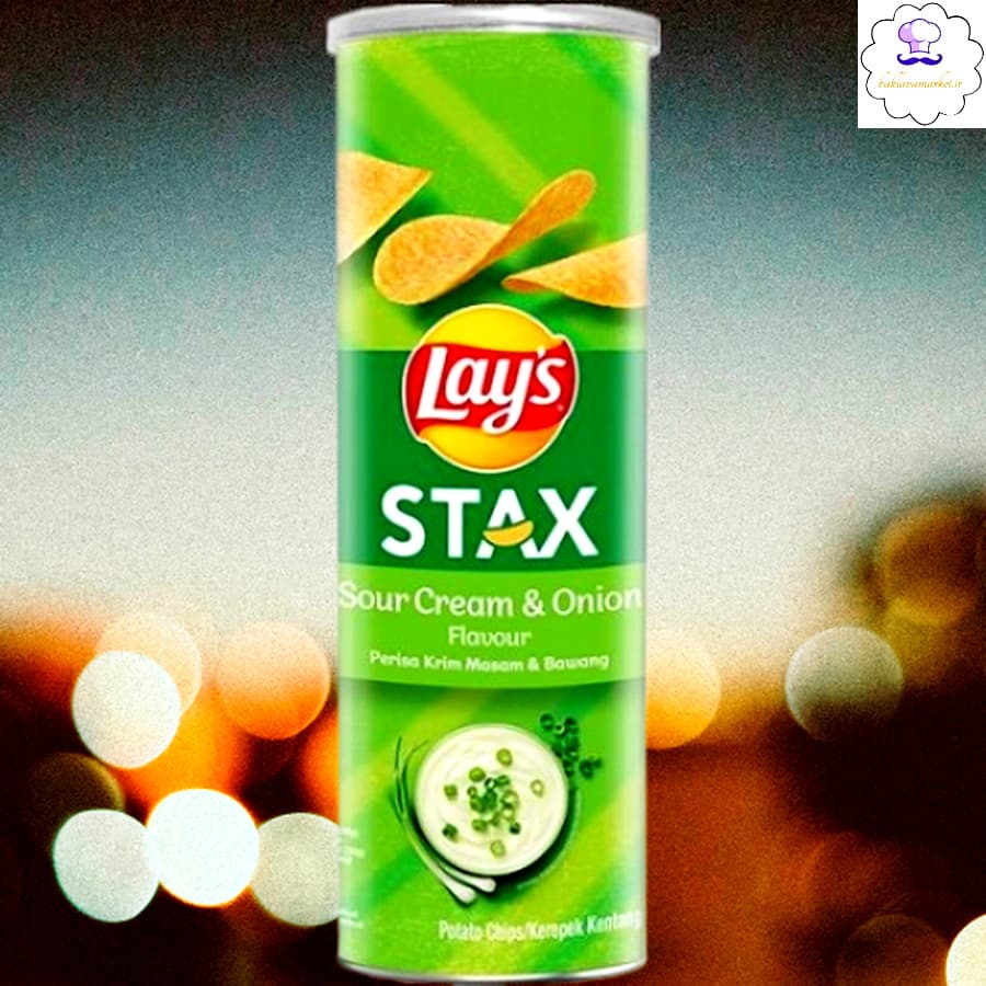 چیپس سیب زمینی لیز استاکس با طعم خامه ترش وپیاز Lays