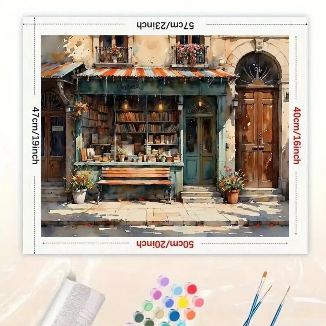 نقاشی با اعداد بزرگسال کتابفروشی خاطره‌ها