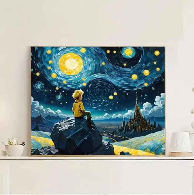 نقاشی با اعداد بزرگسال شاهزاده‌ی شب پرستاره