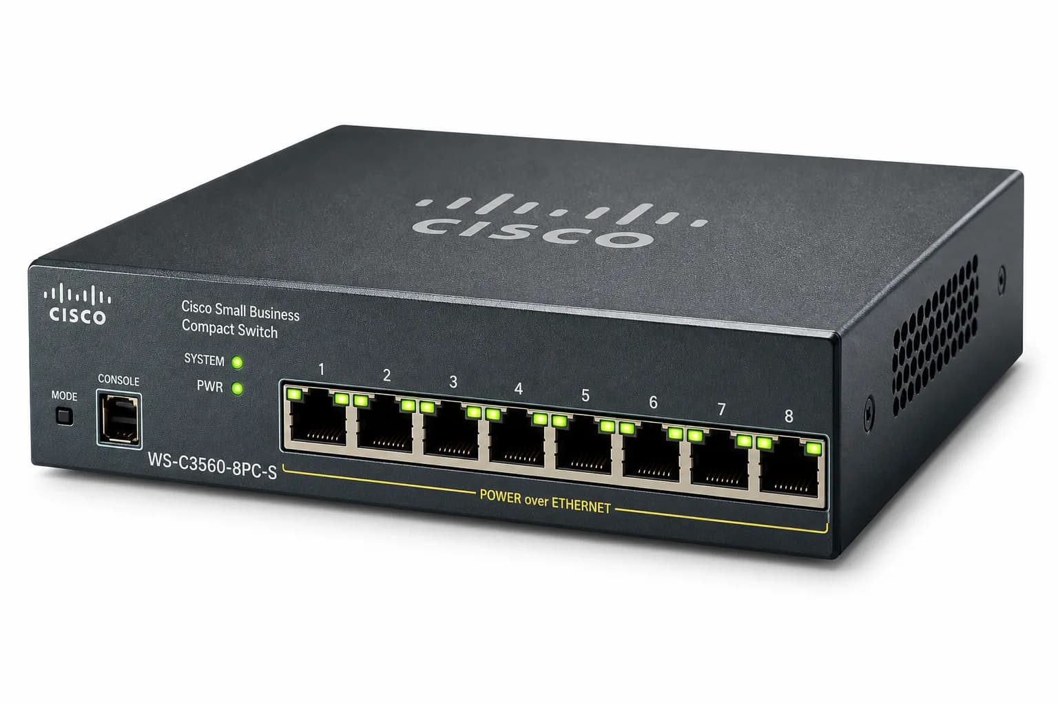 سوئیچ سیسکو مدل WS-C3560-8PC-S | سری 3560 کمپکت | ۸ پورت PoE | لایه ۳ مدیریتی